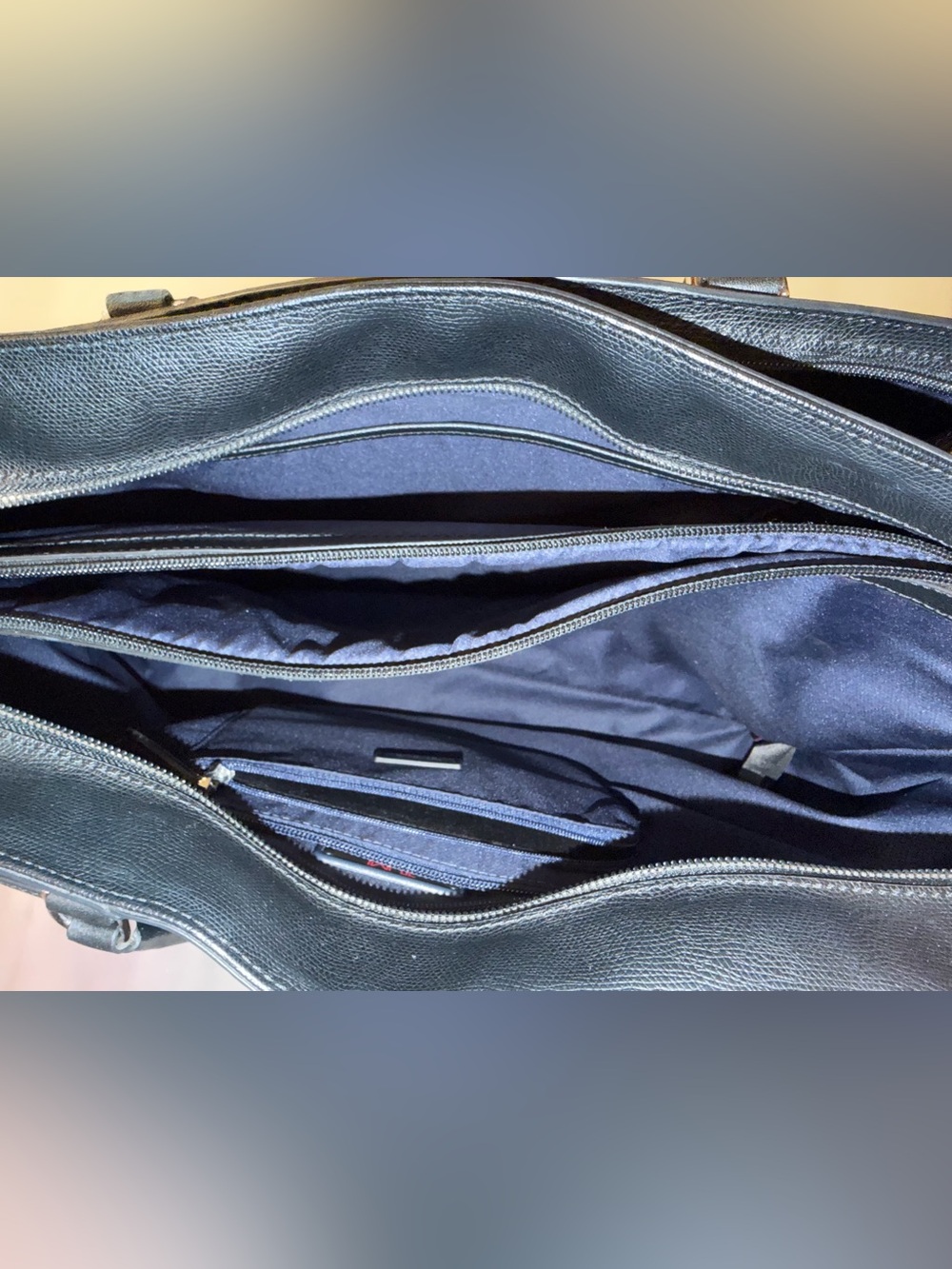Tumi Sinclair Nora Black Textured Saffiano Leather Laptop Business Tote Bag - Picture 10 of 11